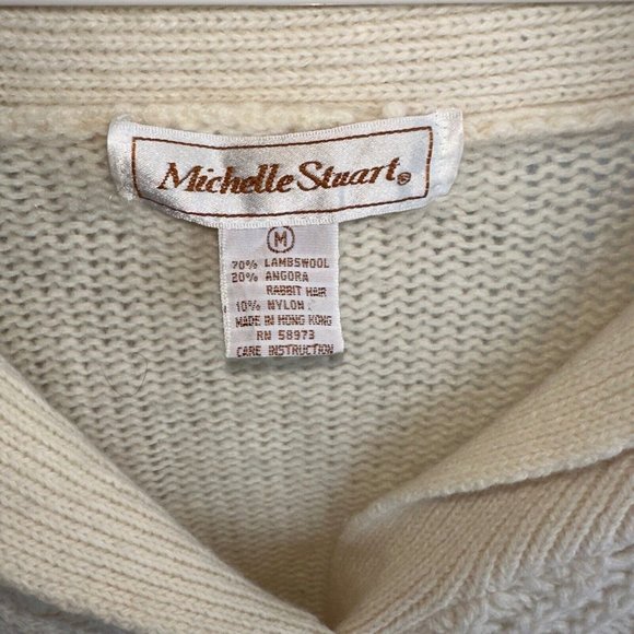 Michelle Stuart Vintage Lambwool Angora Rabbit Hair Button Sweater Womens Medium - Picture 3 of 8